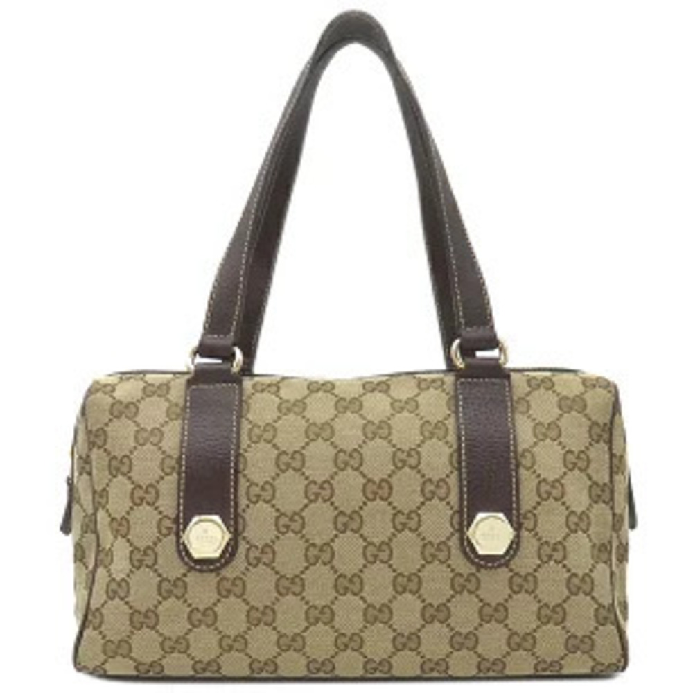 Gucci Boston Bag GG Canvas Beige Brown Handbag Shoulder